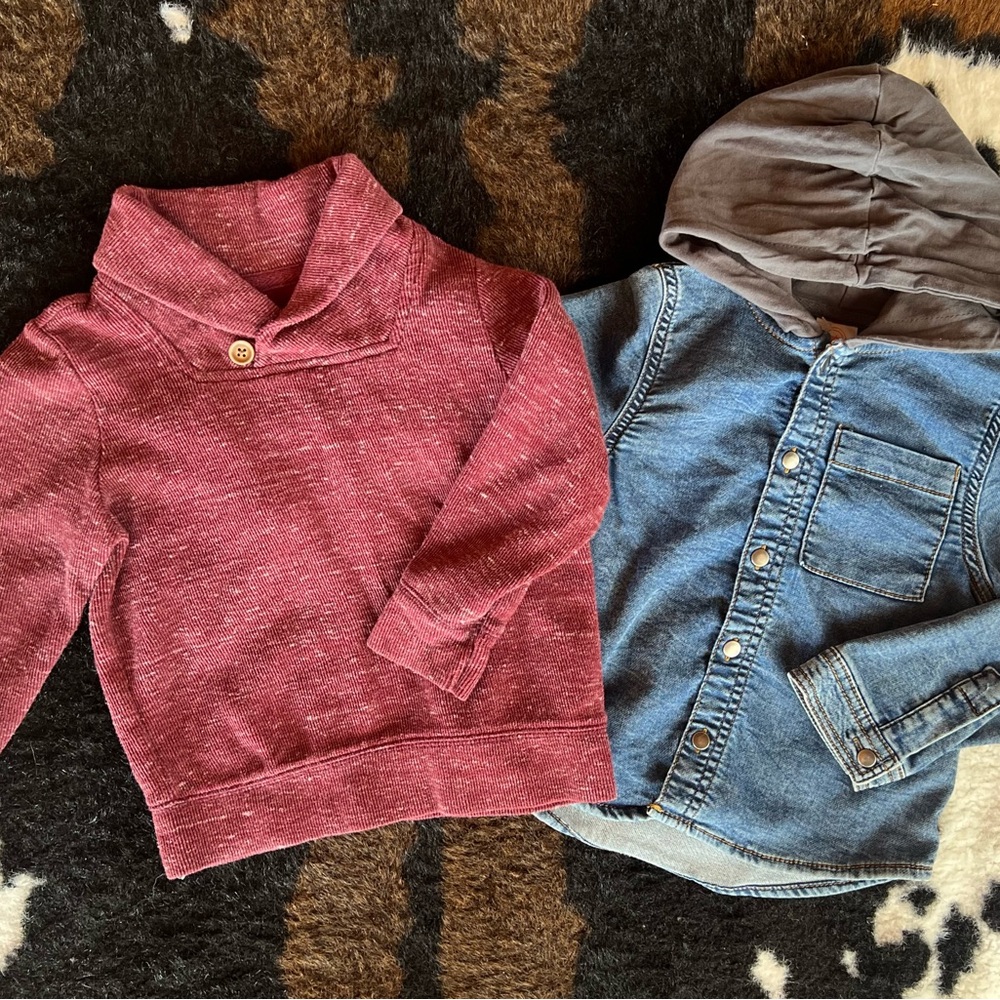 Old Navy Kids Burgundy and Denim Sweaters